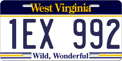 WV license plate 1EX992