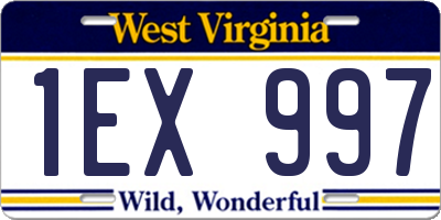 WV license plate 1EX997