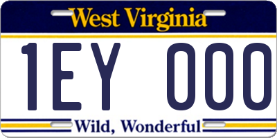 WV license plate 1EY000