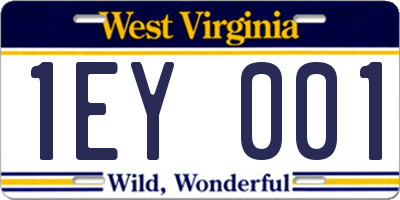WV license plate 1EY001