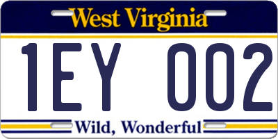 WV license plate 1EY002