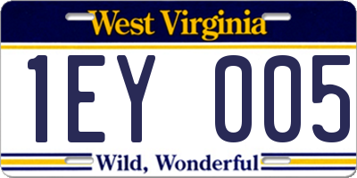 WV license plate 1EY005
