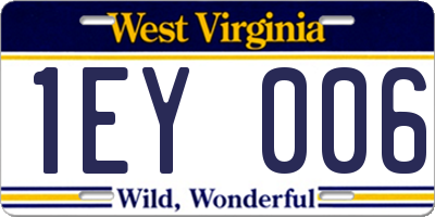 WV license plate 1EY006