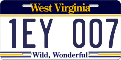 WV license plate 1EY007