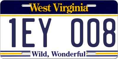WV license plate 1EY008