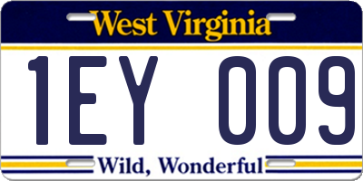 WV license plate 1EY009