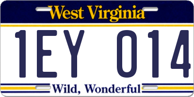 WV license plate 1EY014