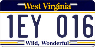 WV license plate 1EY016
