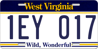 WV license plate 1EY017