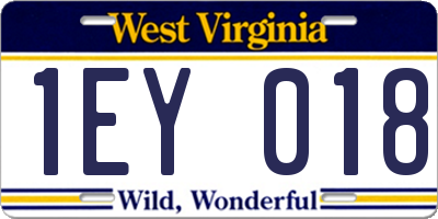 WV license plate 1EY018