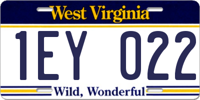 WV license plate 1EY022