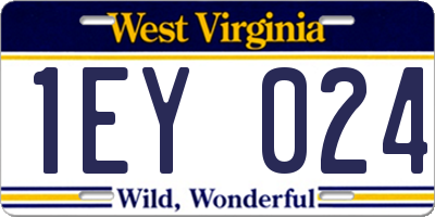 WV license plate 1EY024