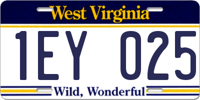 WV license plate 1EY025