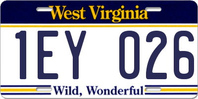 WV license plate 1EY026