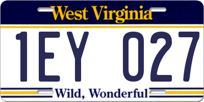WV license plate 1EY027