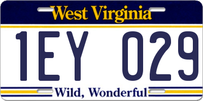 WV license plate 1EY029