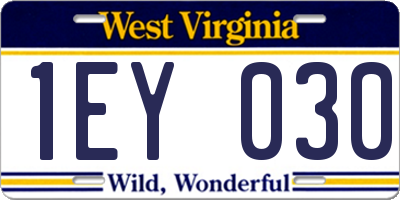WV license plate 1EY030