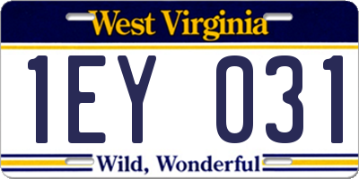 WV license plate 1EY031