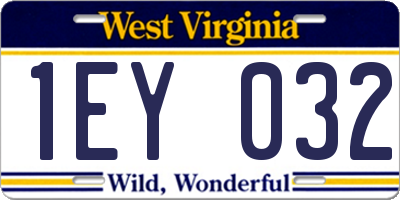 WV license plate 1EY032