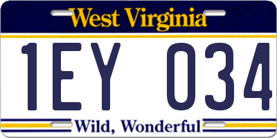 WV license plate 1EY034
