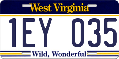 WV license plate 1EY035