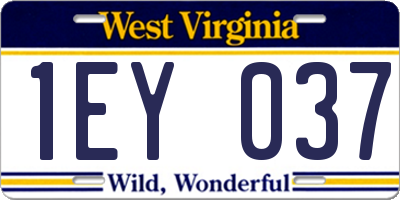 WV license plate 1EY037