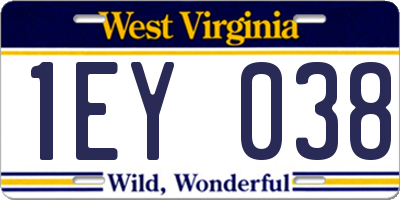 WV license plate 1EY038