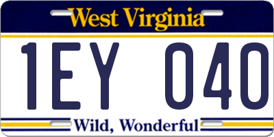 WV license plate 1EY040