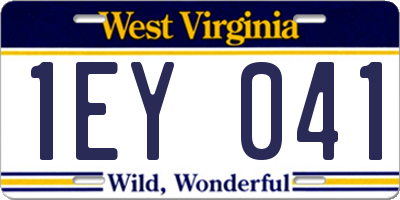 WV license plate 1EY041