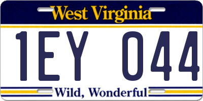 WV license plate 1EY044