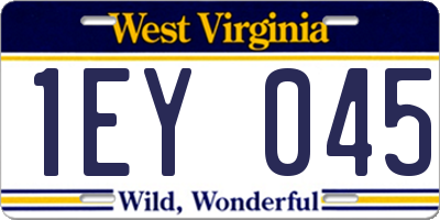 WV license plate 1EY045