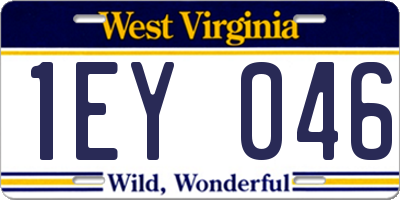 WV license plate 1EY046