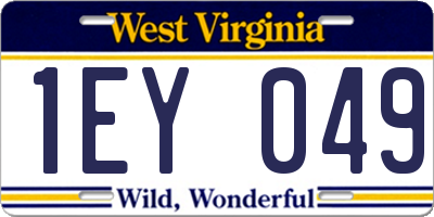 WV license plate 1EY049