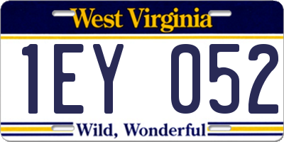 WV license plate 1EY052
