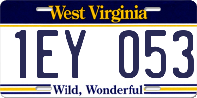 WV license plate 1EY053