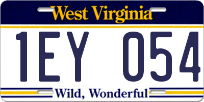 WV license plate 1EY054