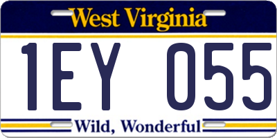 WV license plate 1EY055
