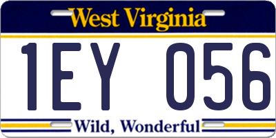 WV license plate 1EY056