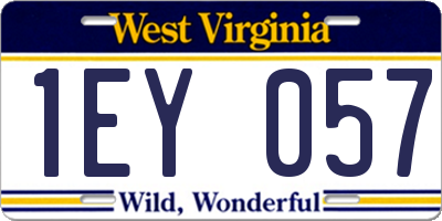 WV license plate 1EY057