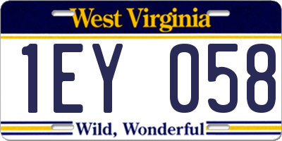 WV license plate 1EY058