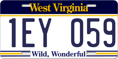 WV license plate 1EY059