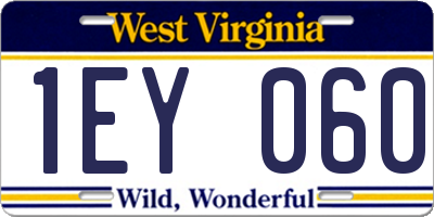 WV license plate 1EY060