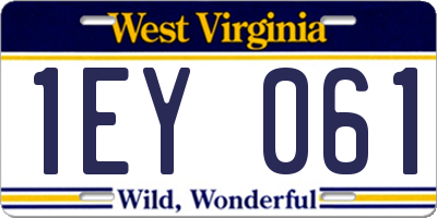 WV license plate 1EY061