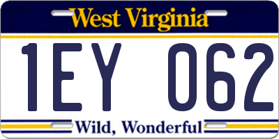 WV license plate 1EY062