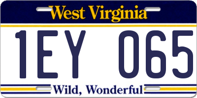 WV license plate 1EY065