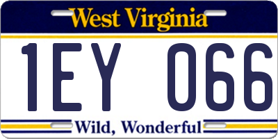 WV license plate 1EY066