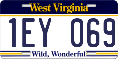 WV license plate 1EY069