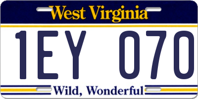 WV license plate 1EY070