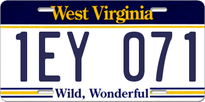 WV license plate 1EY071