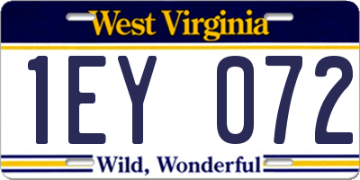 WV license plate 1EY072